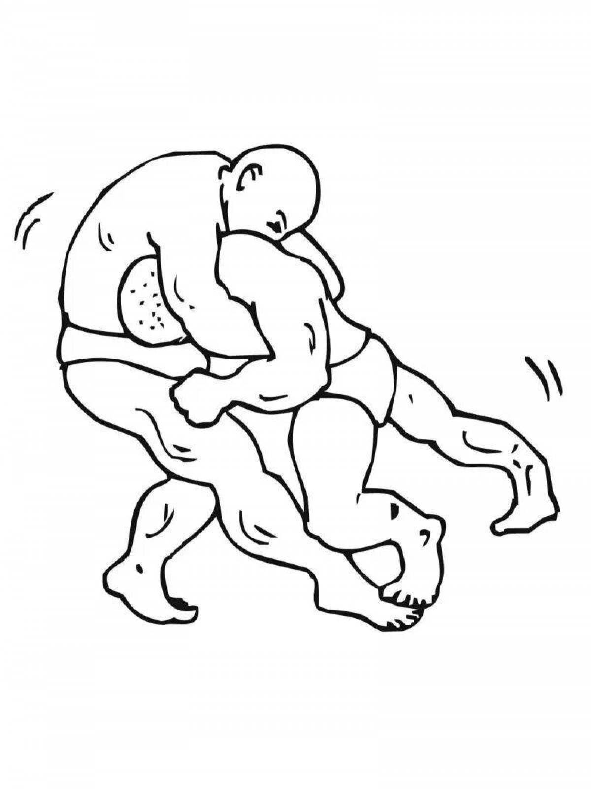 Courageous freestyle wrestling coloring page