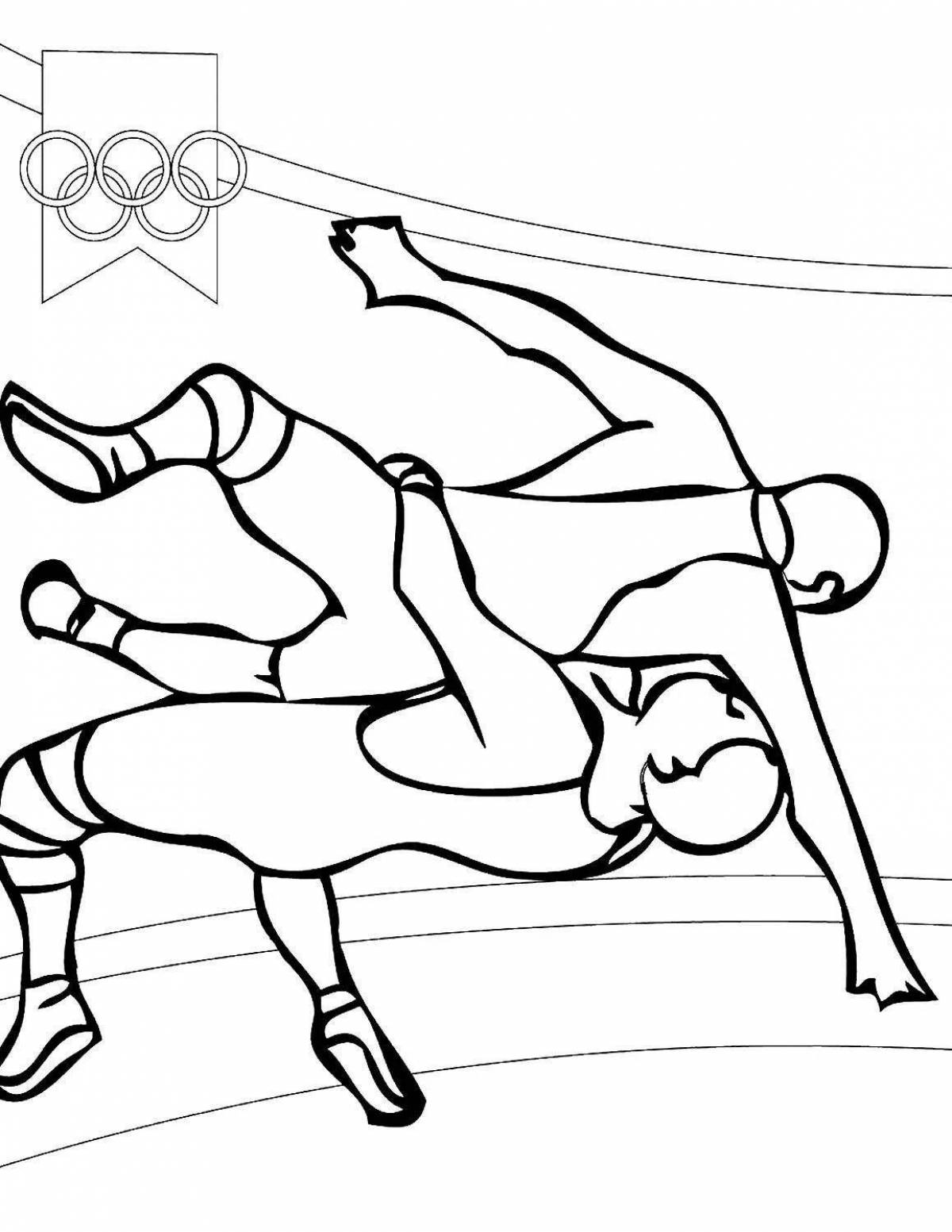 Coloring page vibrant freestyle wrestling