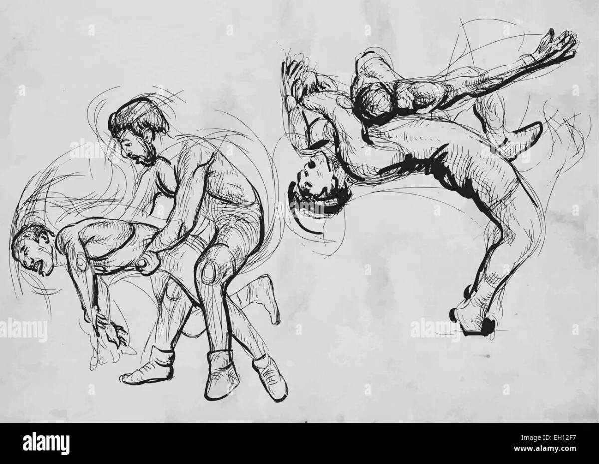 Coloring sports freestyle wrestling