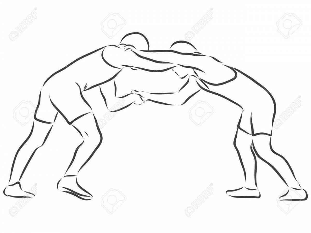 Coloring page vibrant freestyle wrestling