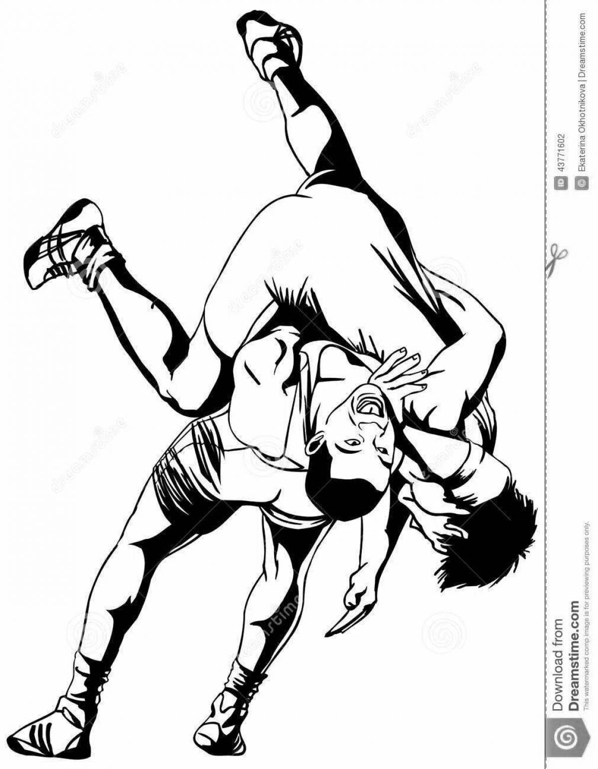 Hard freestyle wrestling coloring page