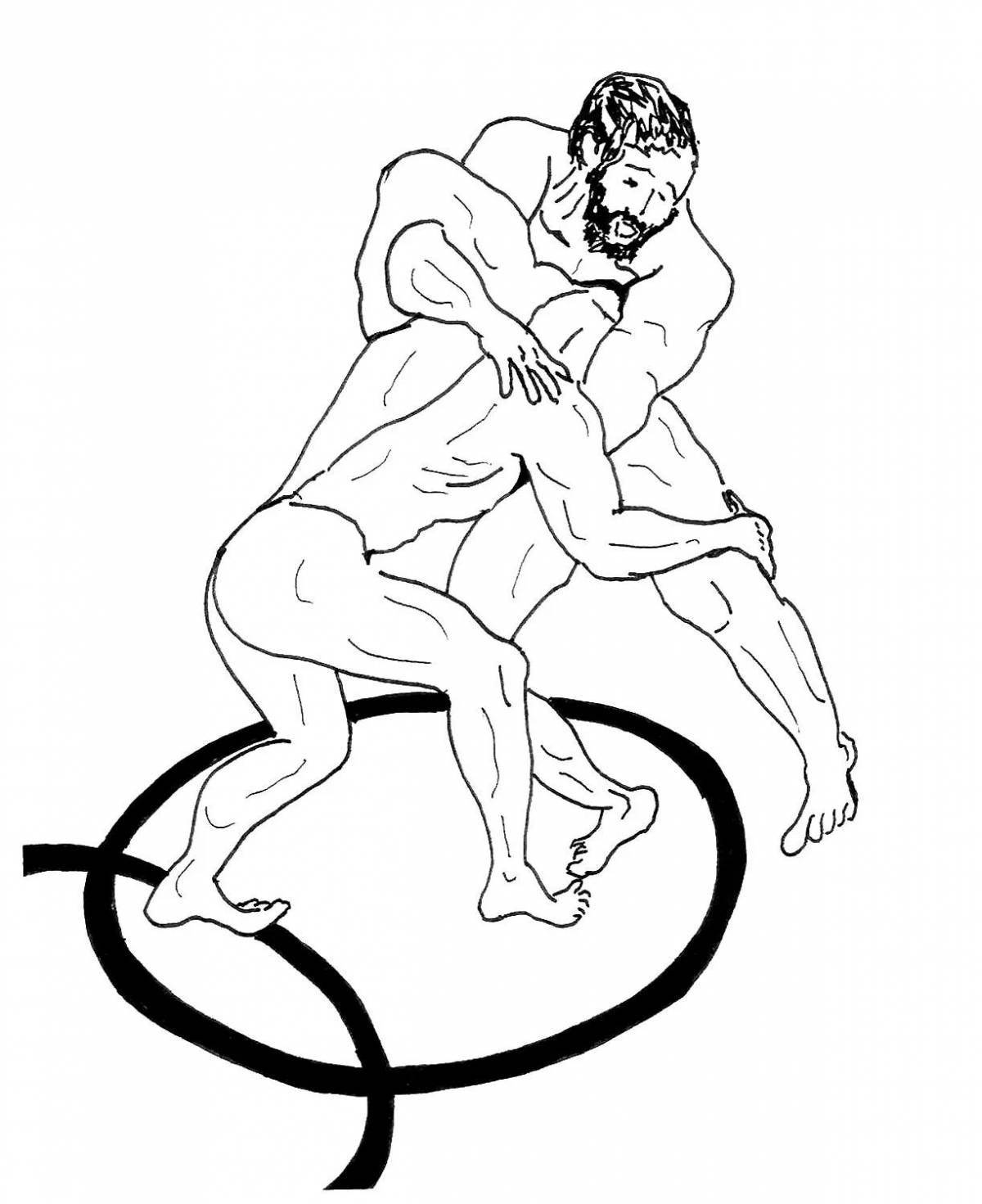 Courageous freestyle wrestling coloring page