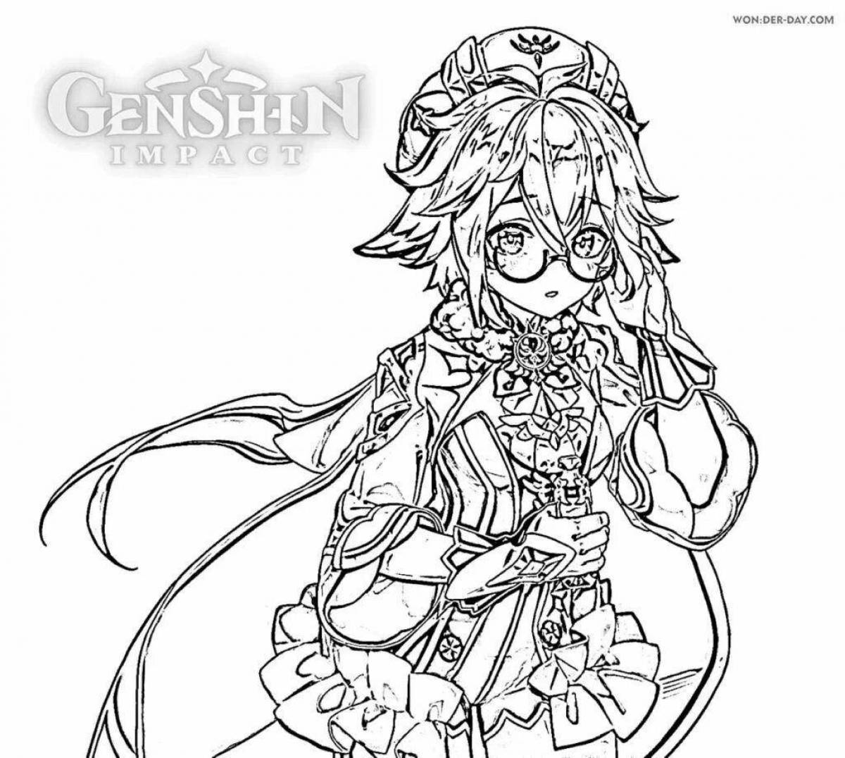 Vibrant genshin impact coloring page