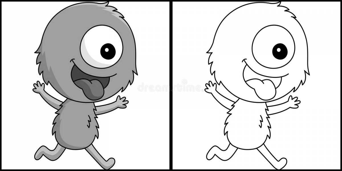 Coloring page playful one-eyed monster