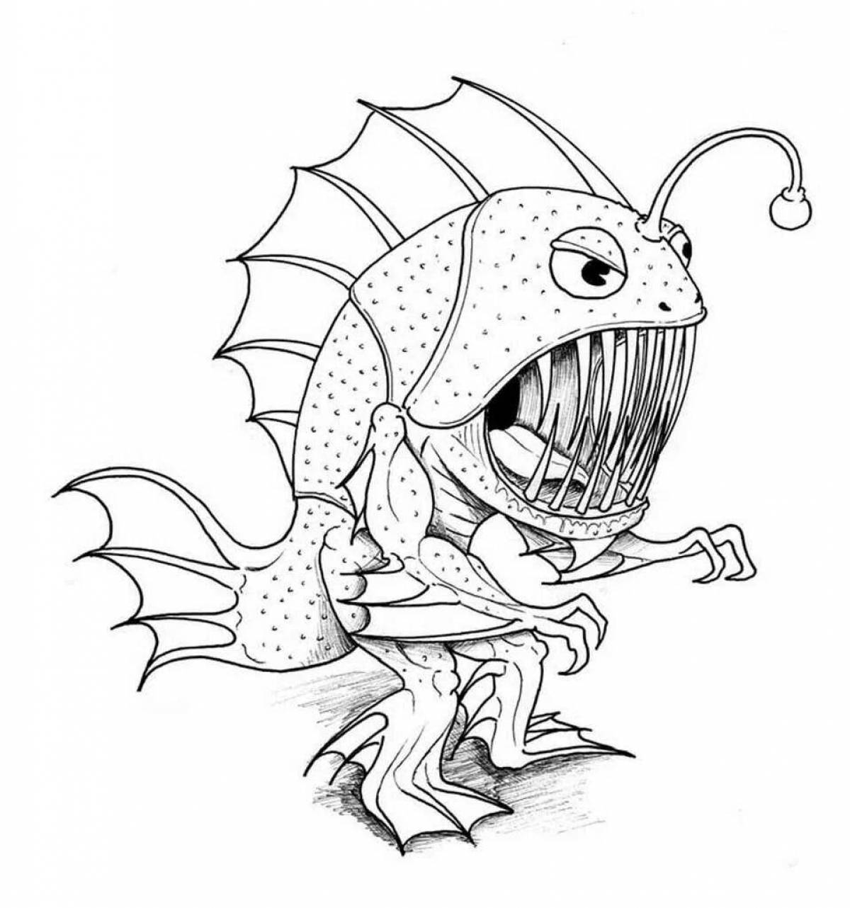 Coloring page bizarre one-eyed monster