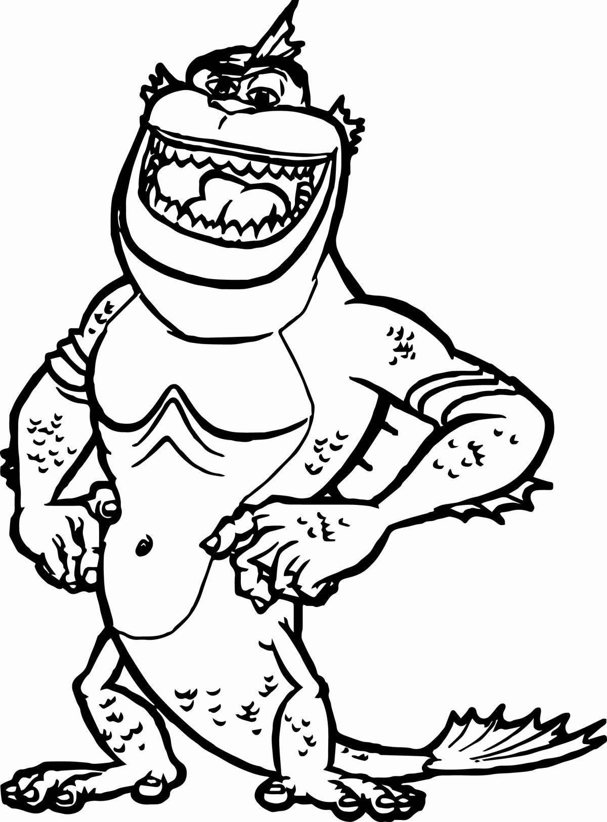 Coloring page of a joyful one-eyed monster