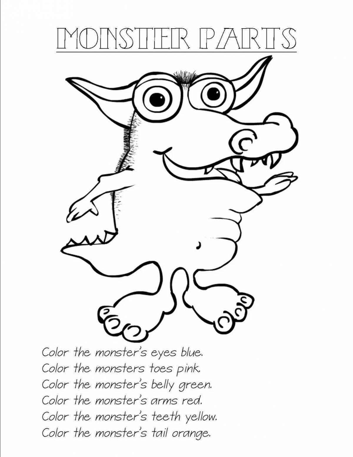 Adorable one-eyed monster coloring page