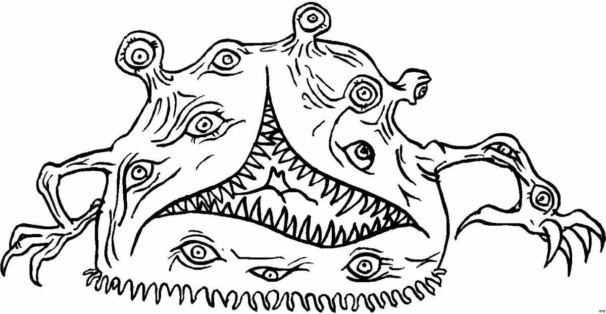 Coloring book funny one-eyed monster