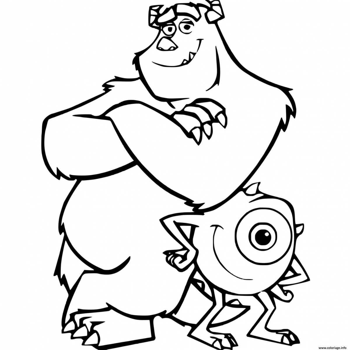 Раскраска «одноглазый монстр с цветным наполнением»