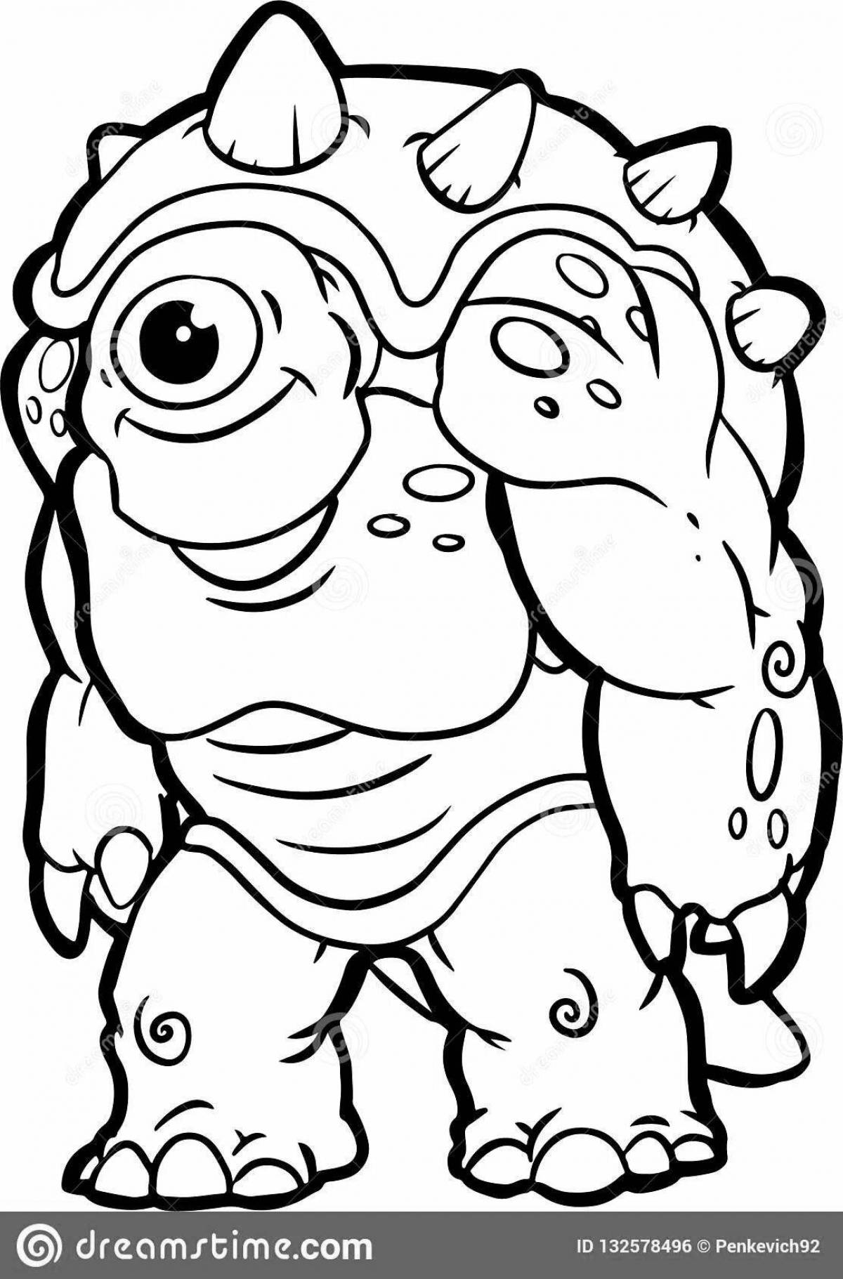 Crazy one-eyed monster coloring page
