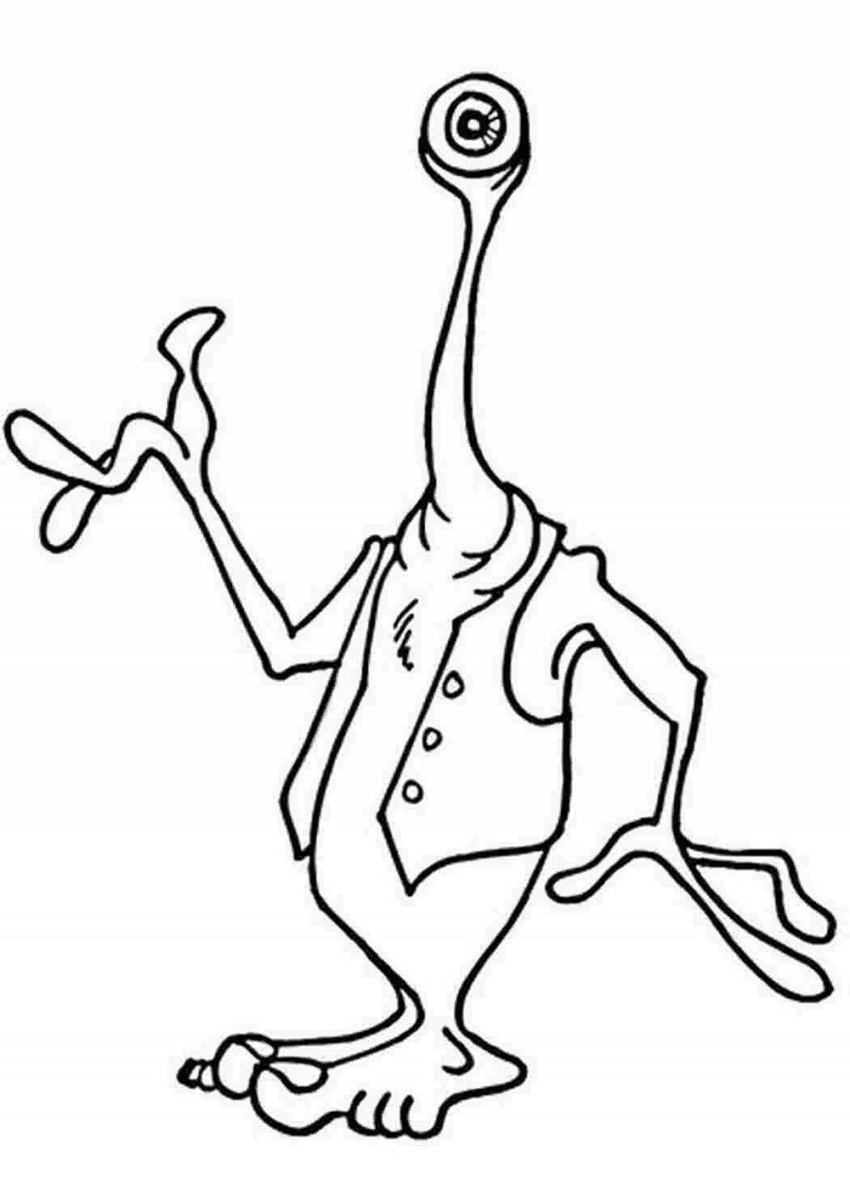 Раскраска одноглазый монстр с цветным наполнением