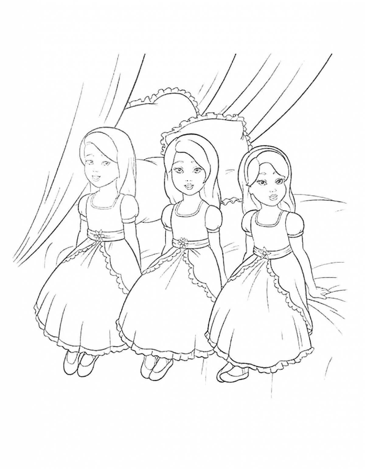 Раскраска Барби с сестрами