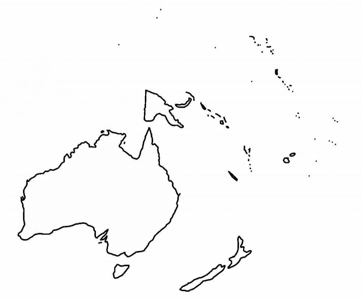 Контурная карта Австралии и Океании с границами государств