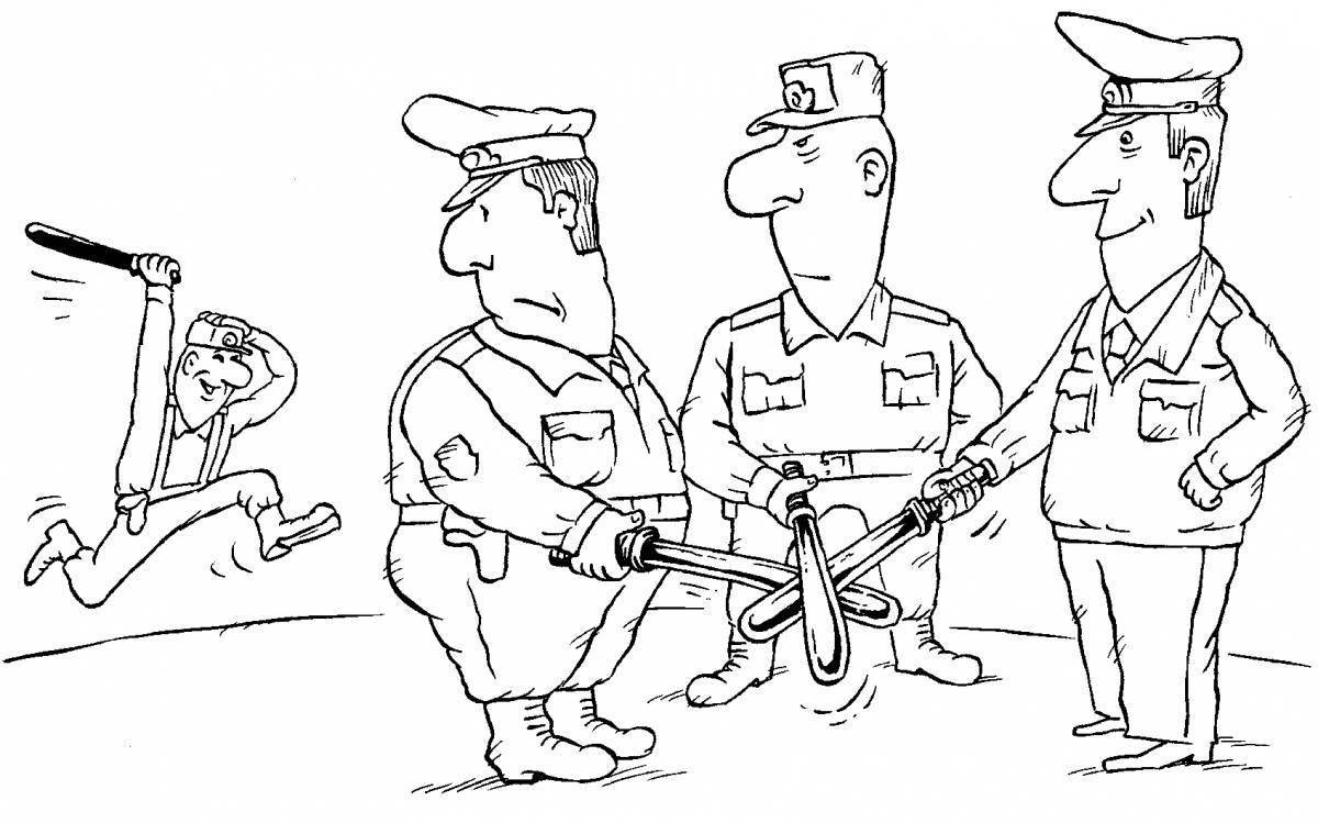 Полиция и преступник карикатура