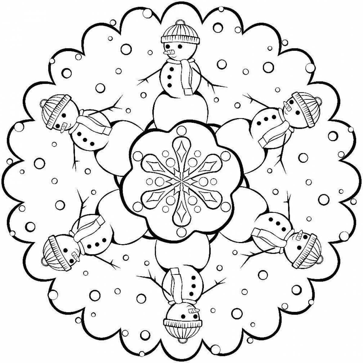 Fantastic Christmas snowflake coloring page