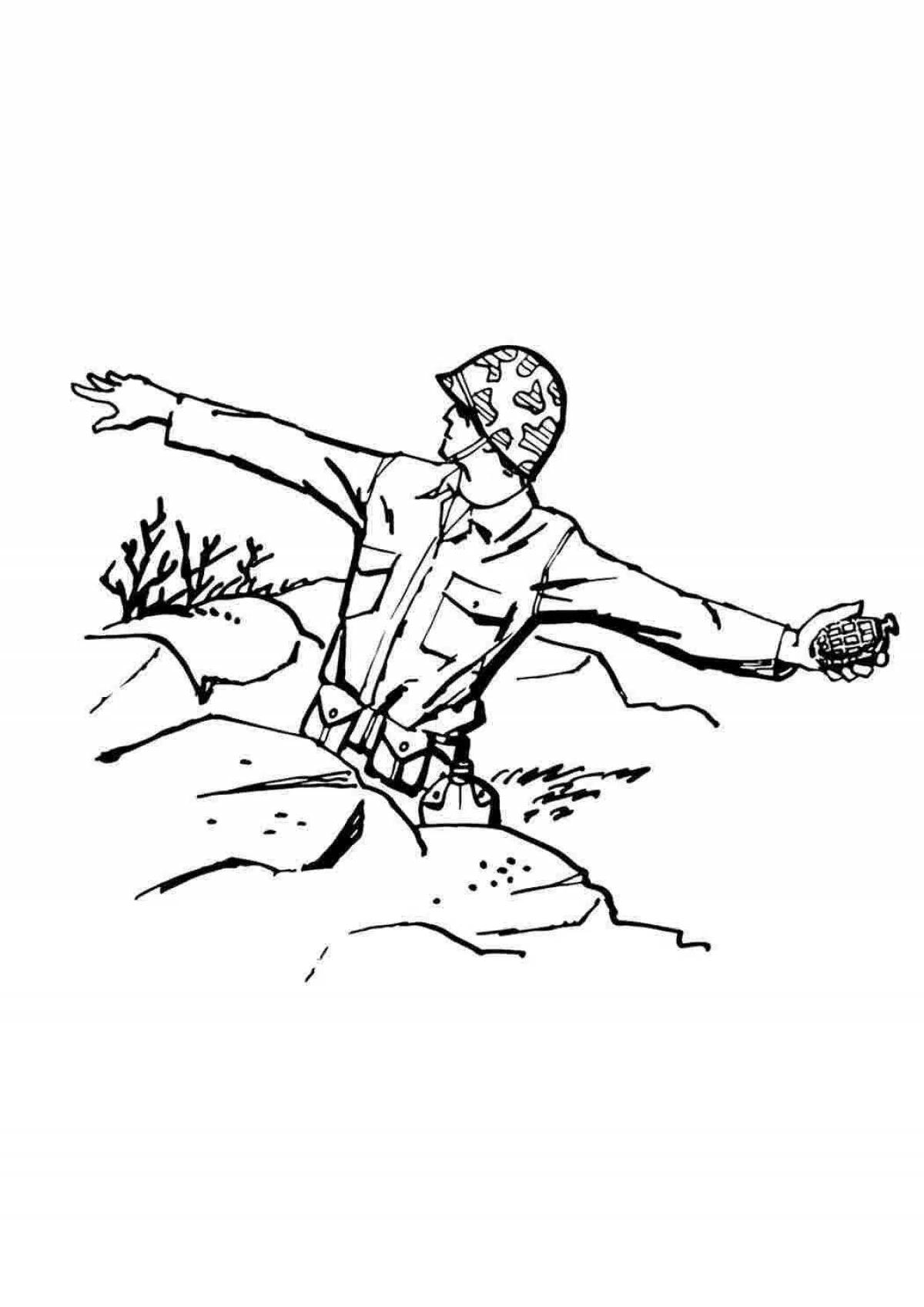 Photo Coloring book brave military lungs