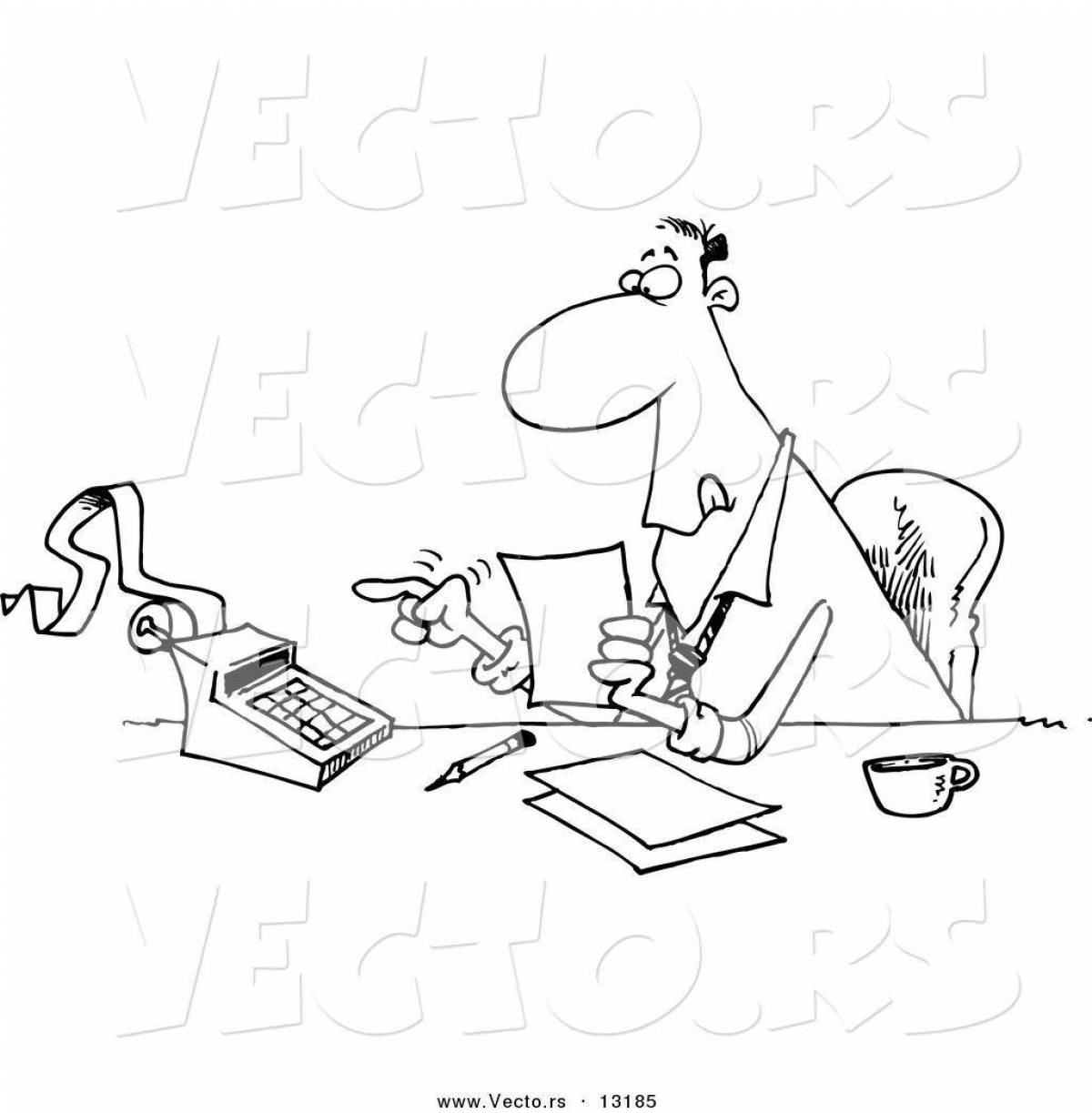 Bright accountant coloring page