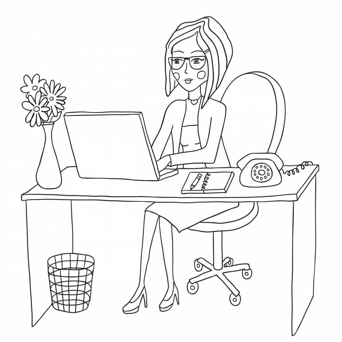 Animated accountant coloring page