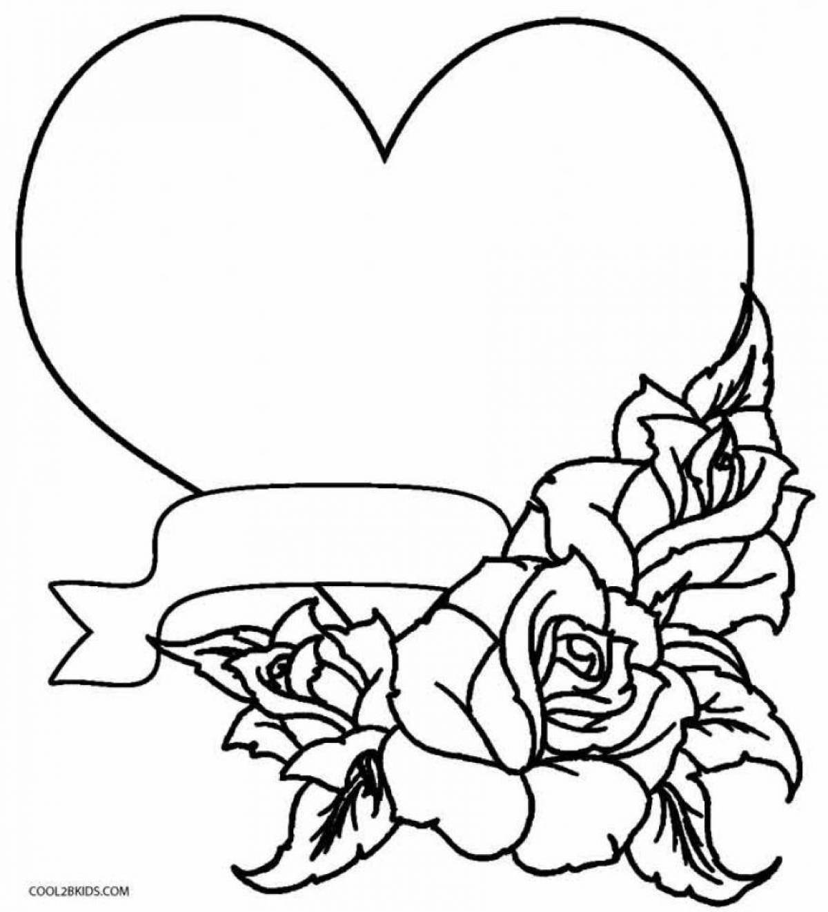 Amazing card heart coloring page