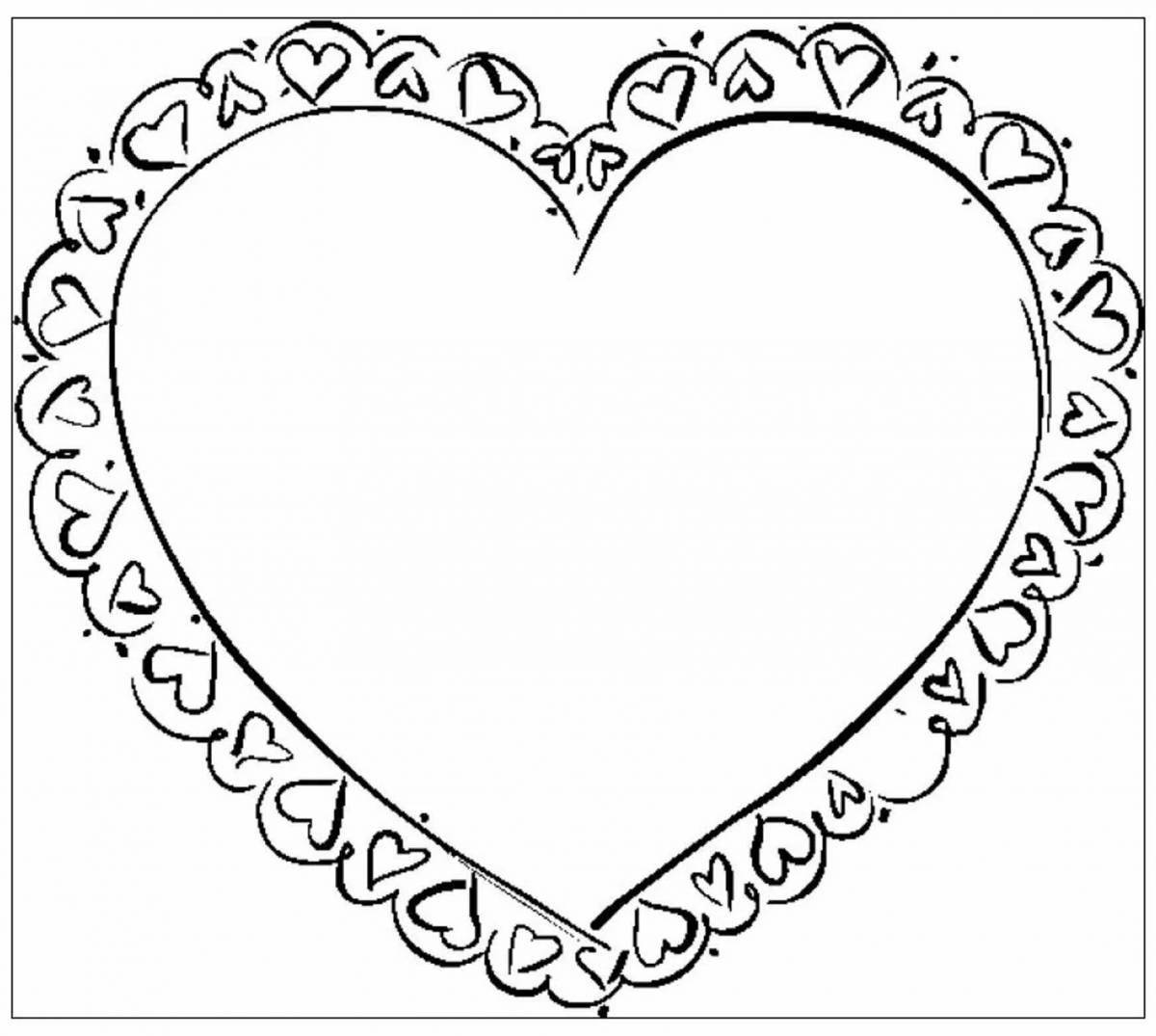 Playful postcard heart coloring page