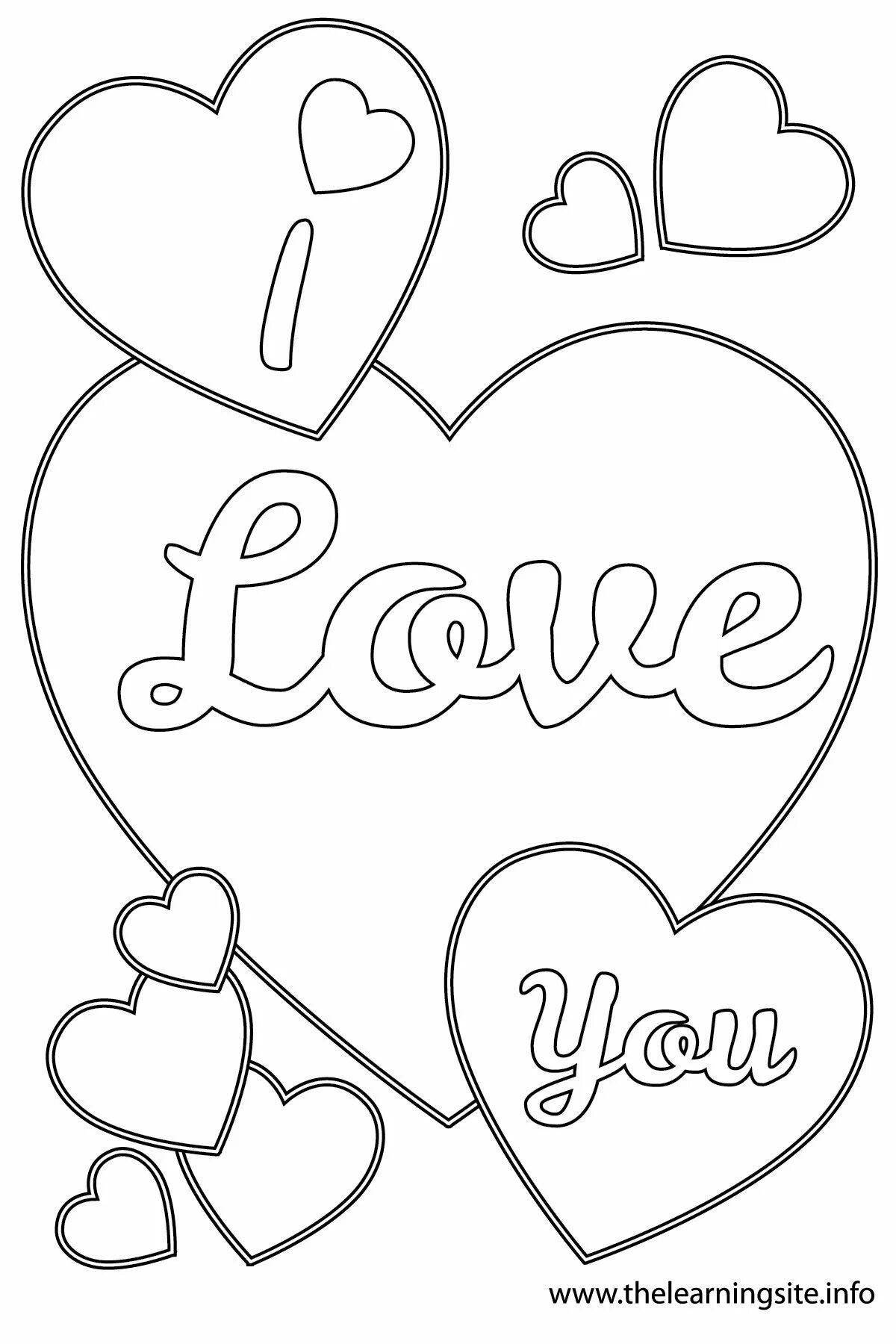 Amazing card heart coloring page