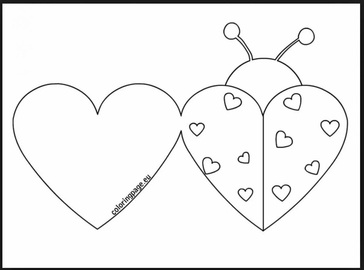 Glitter card heart coloring page