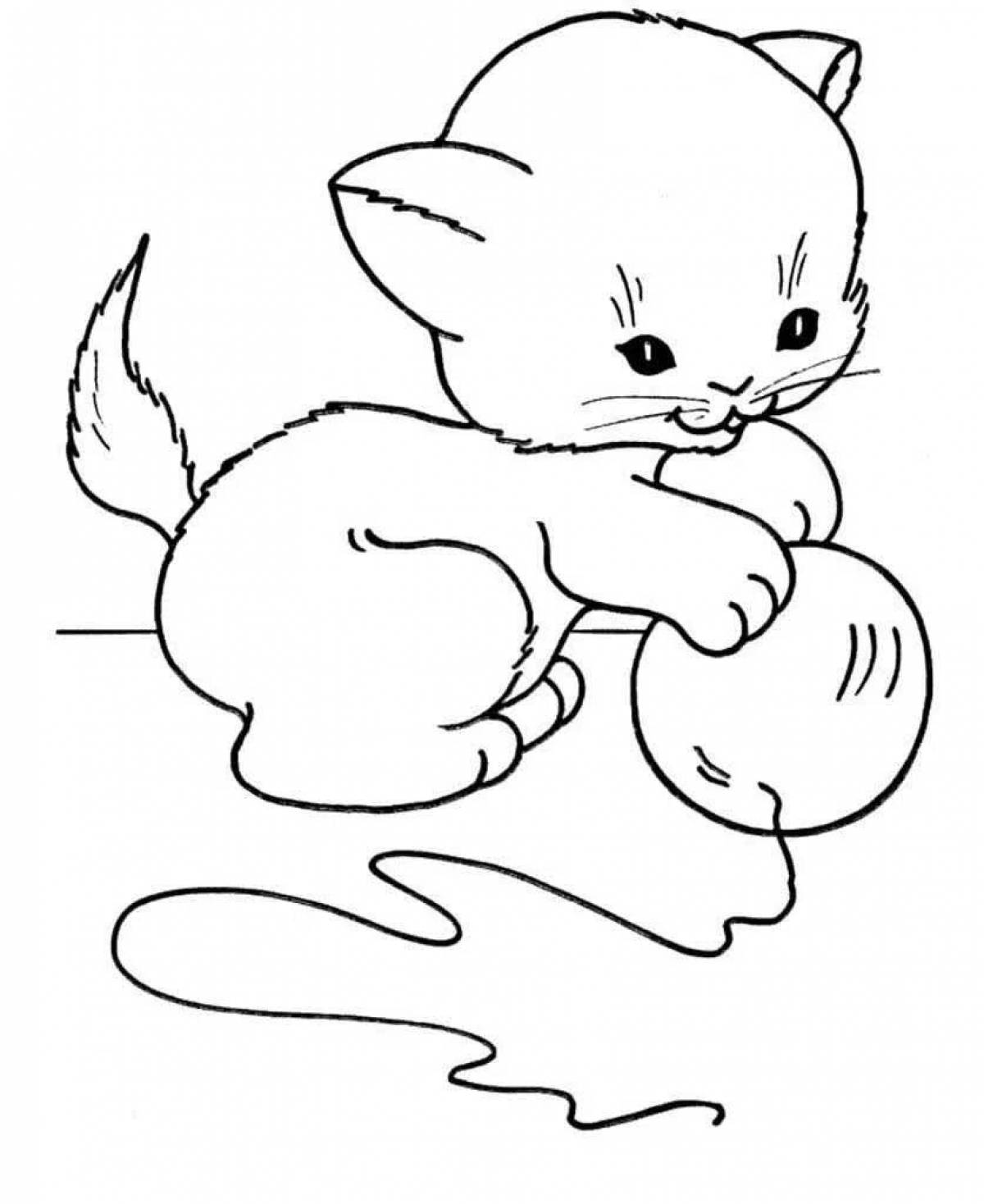 Coloring book fluffy little cat