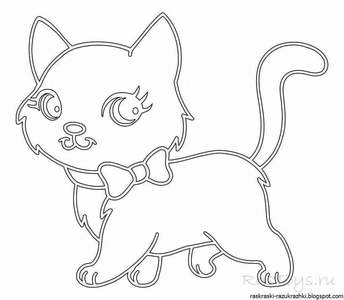 Snuggly little kitty coloring page