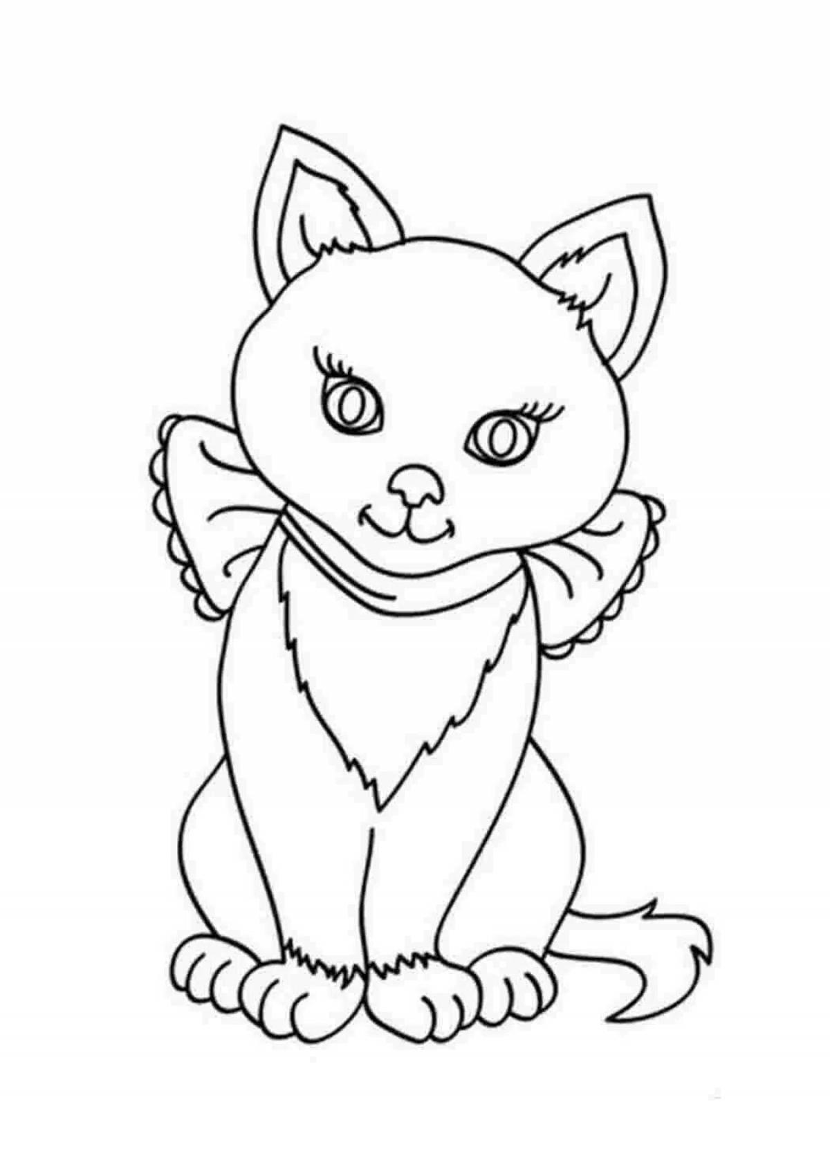 Coloring page grinning little kitty