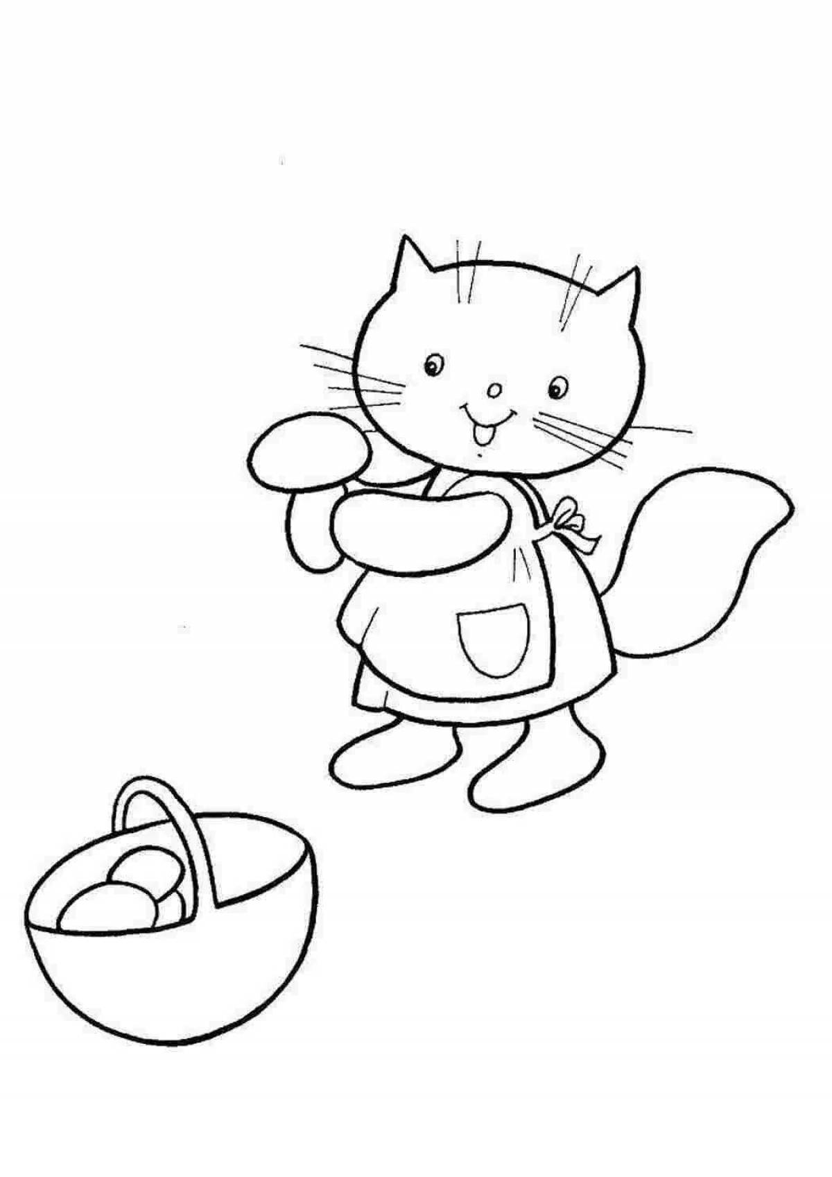 Wiggly little kitty coloring page