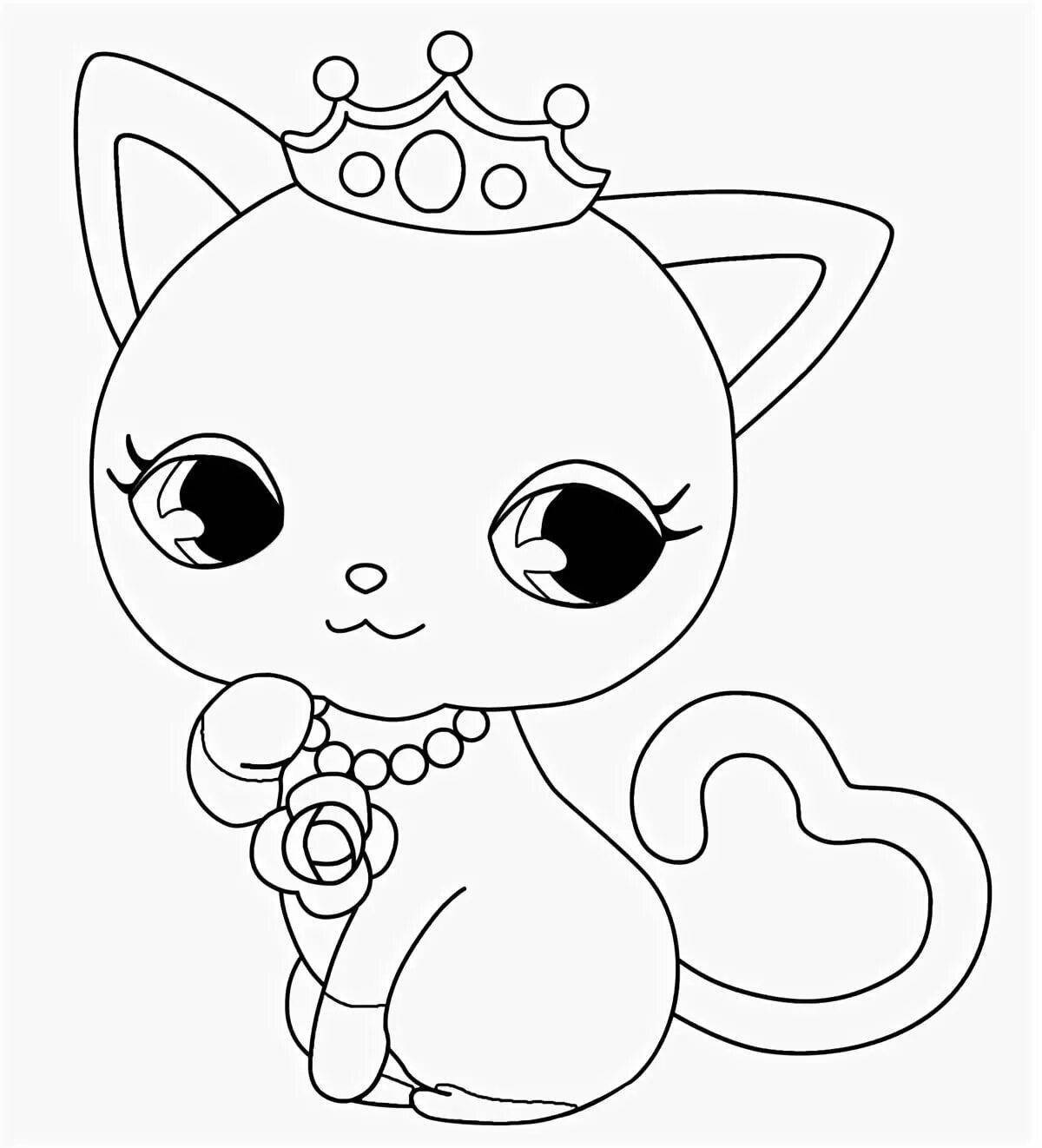 Coloring book fluttering little kitty