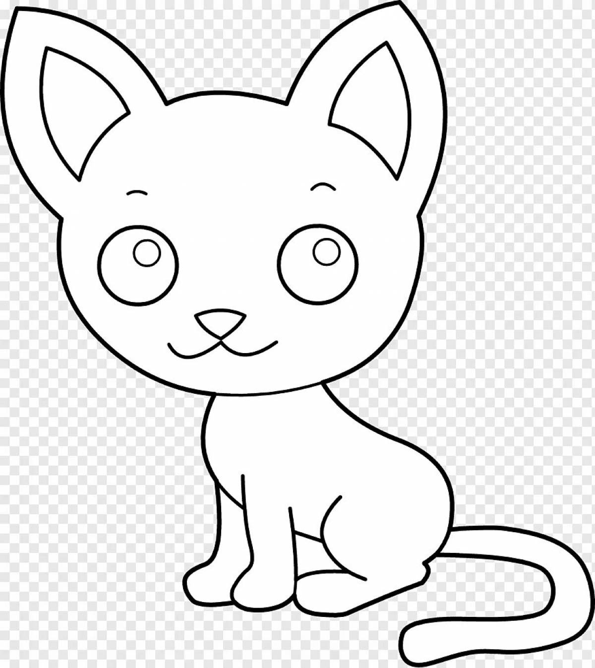 Coloring page snuggling little kitty