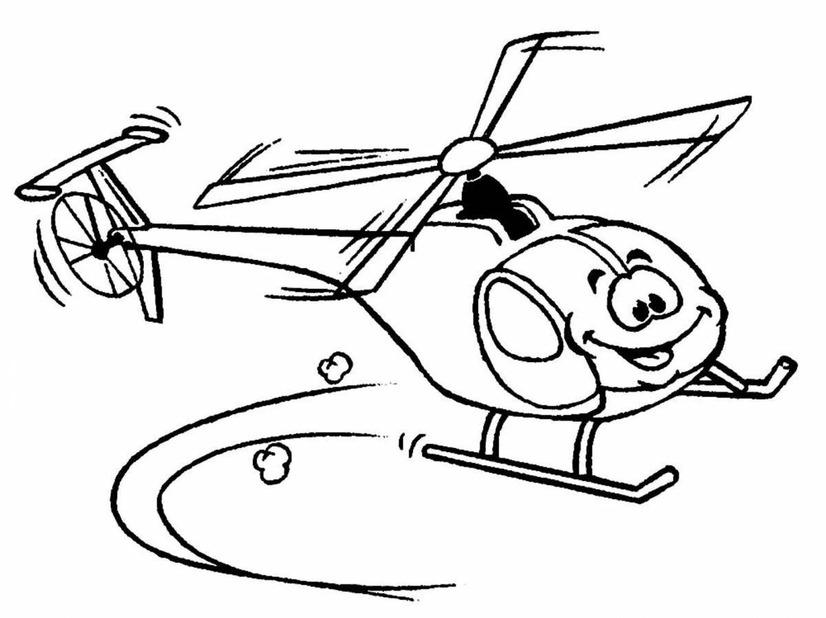 Веселая детская раскраска вертолет