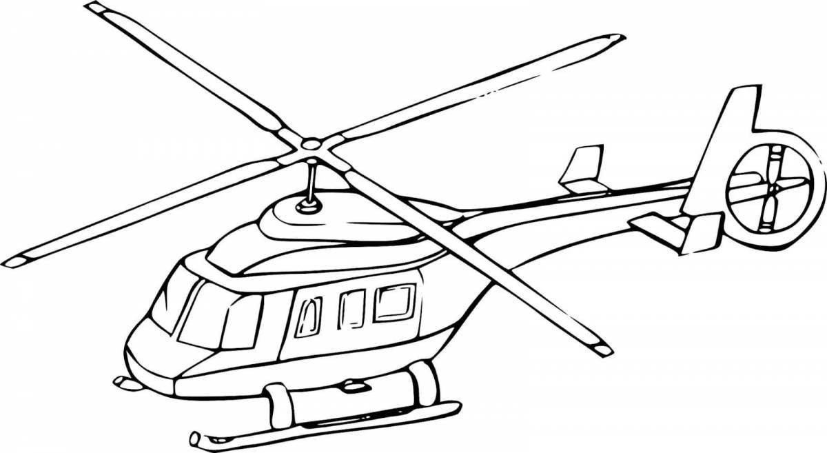 Playful children's coloring helicopter