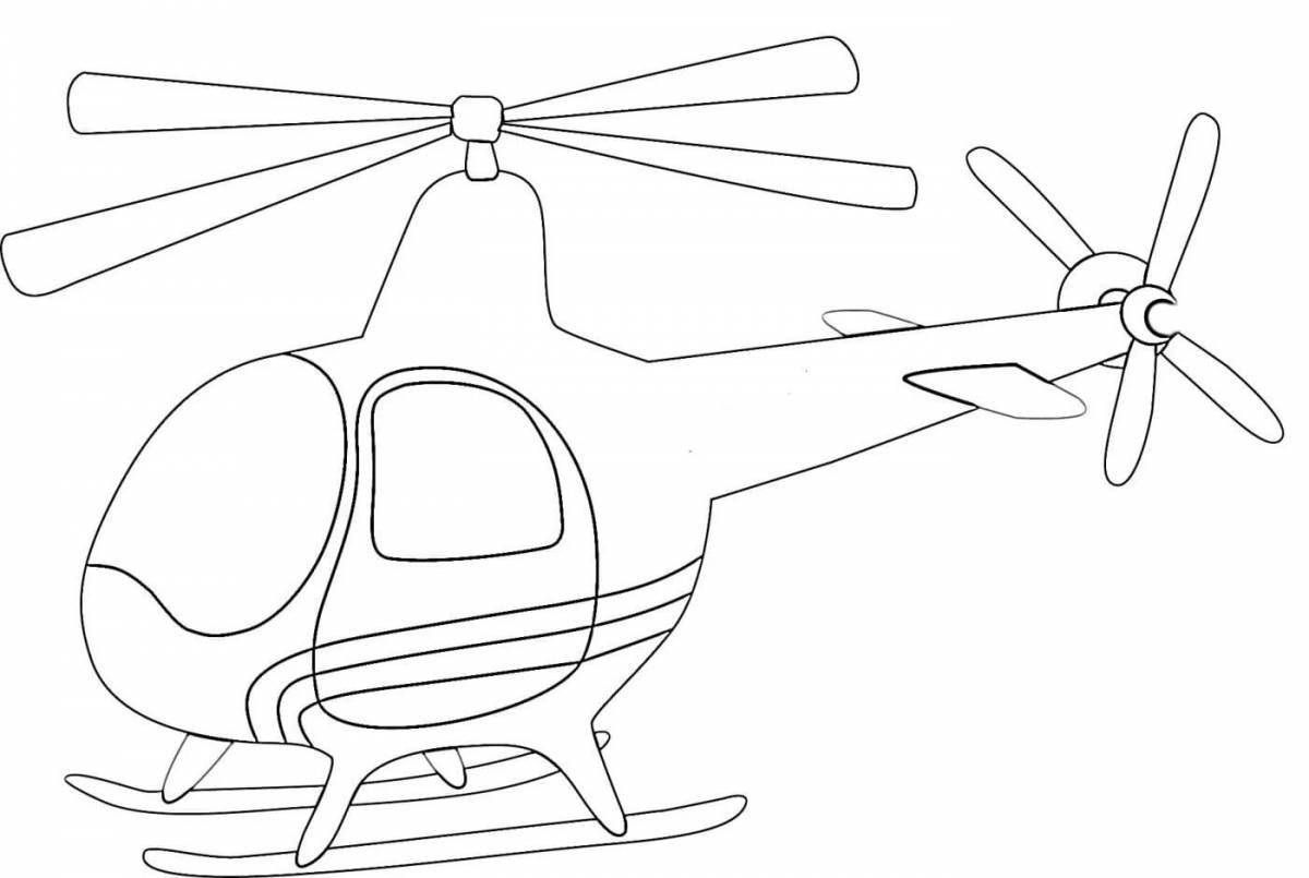 Kids helicopter coloring book with crazy colors