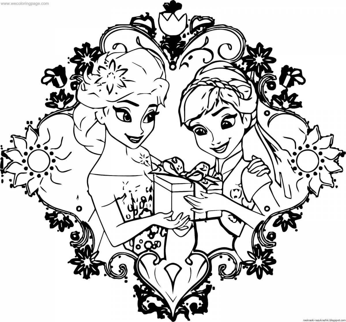 Cute two sisters coloring book