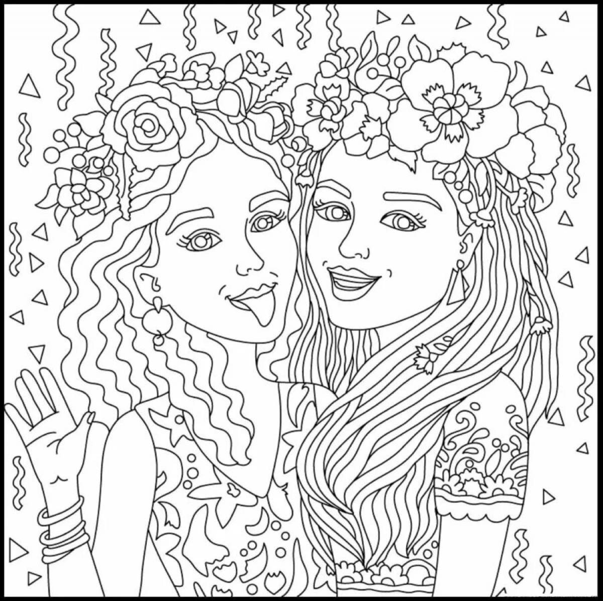 Захватывающая раскраска «две сестры»