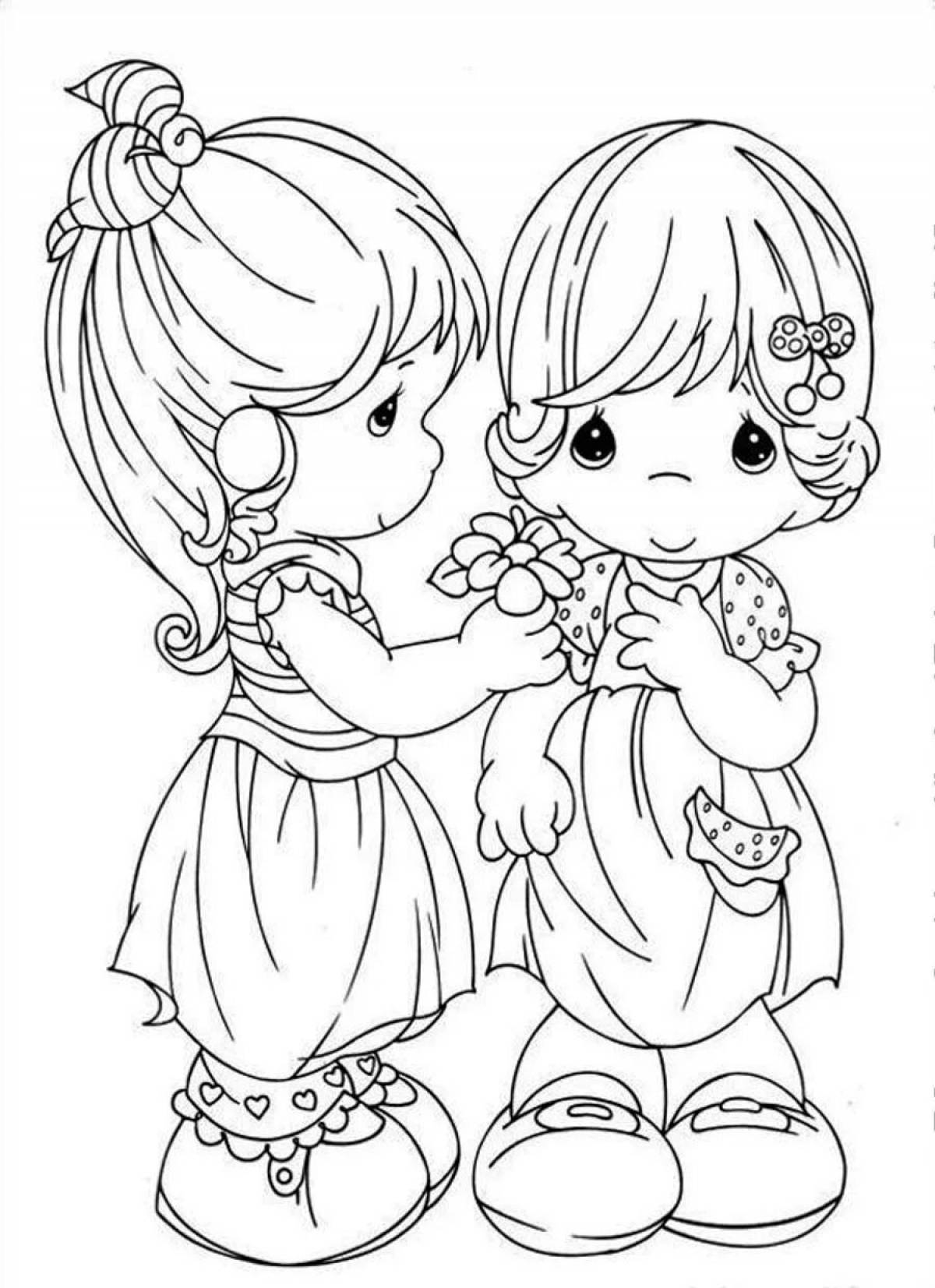 Праздничная раскраска две сестры