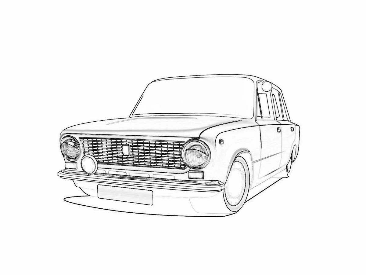 Colourful lada cars coloring page