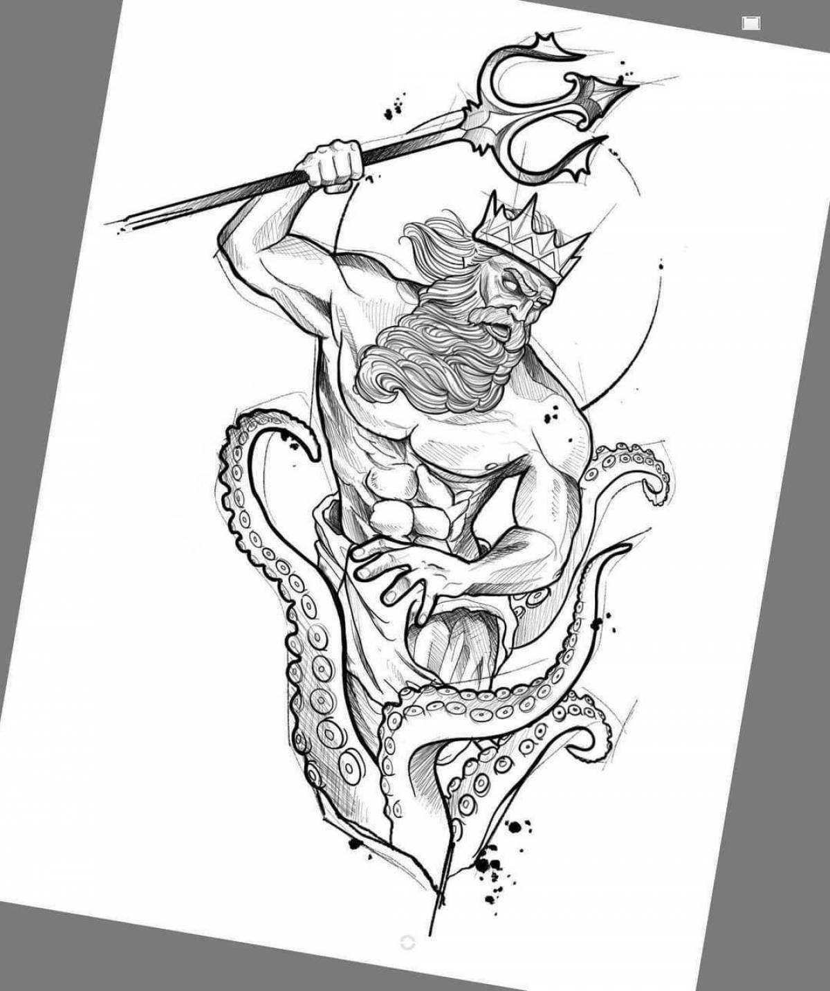 Раскраска Раскраска величие бог посейдон