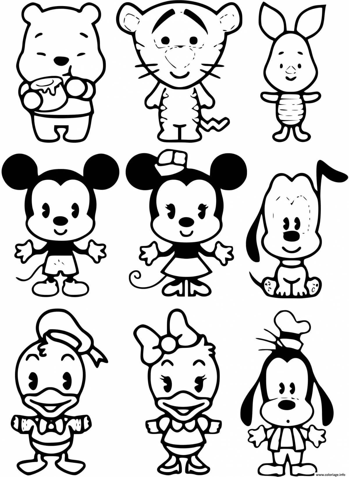 Mini stickers with fun coloring pages