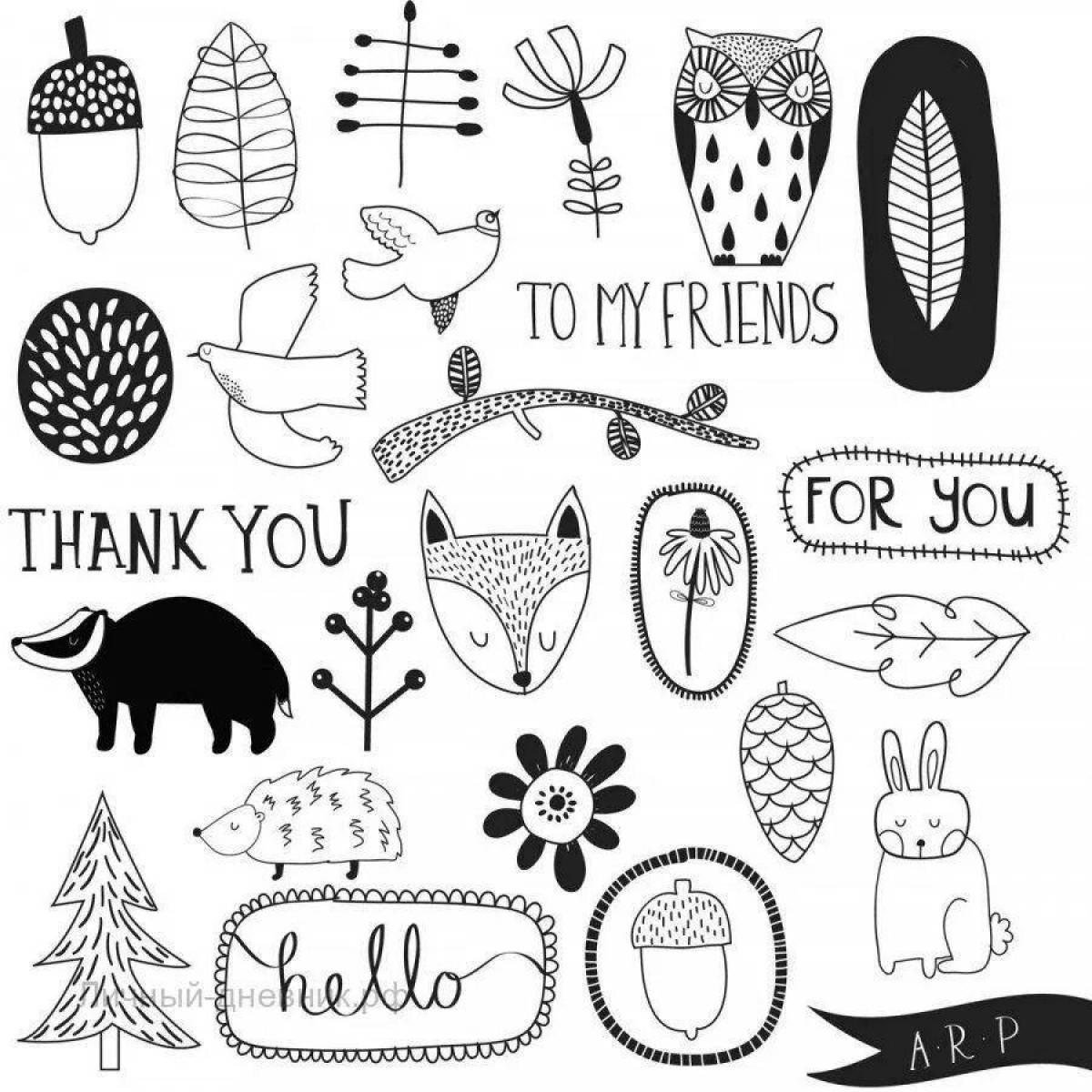 Radiant coloring page mini stickers
