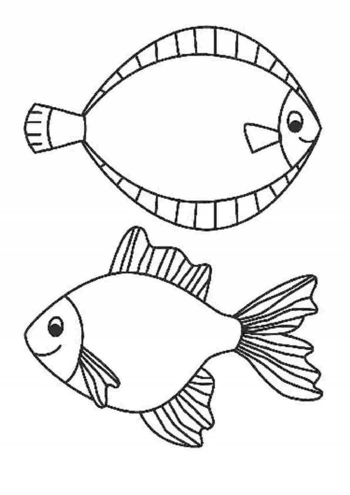 Playful fish coloring page