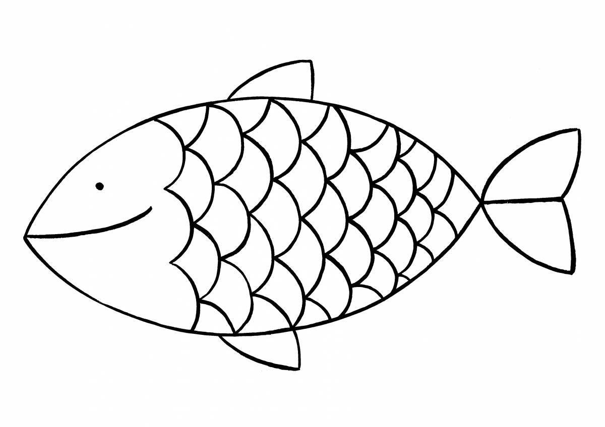 Страница раскраски с забавным рисунком рыбы