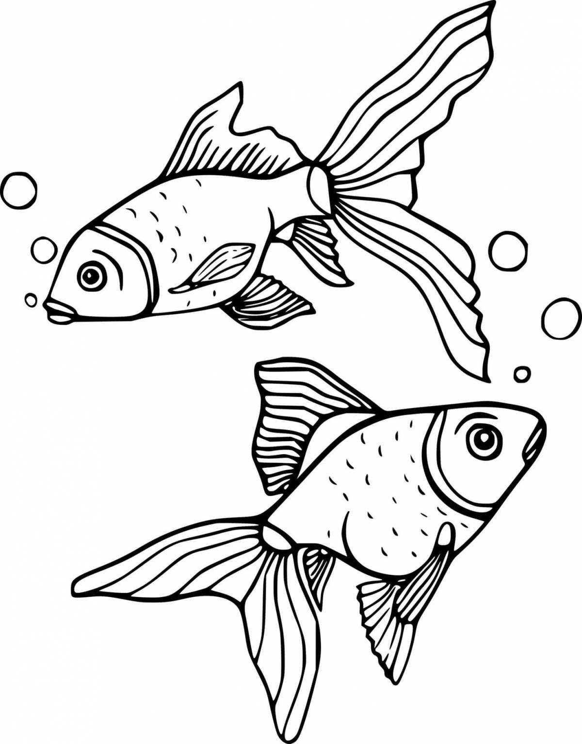 Страница раскраски с замысловатым рисунком рыбы