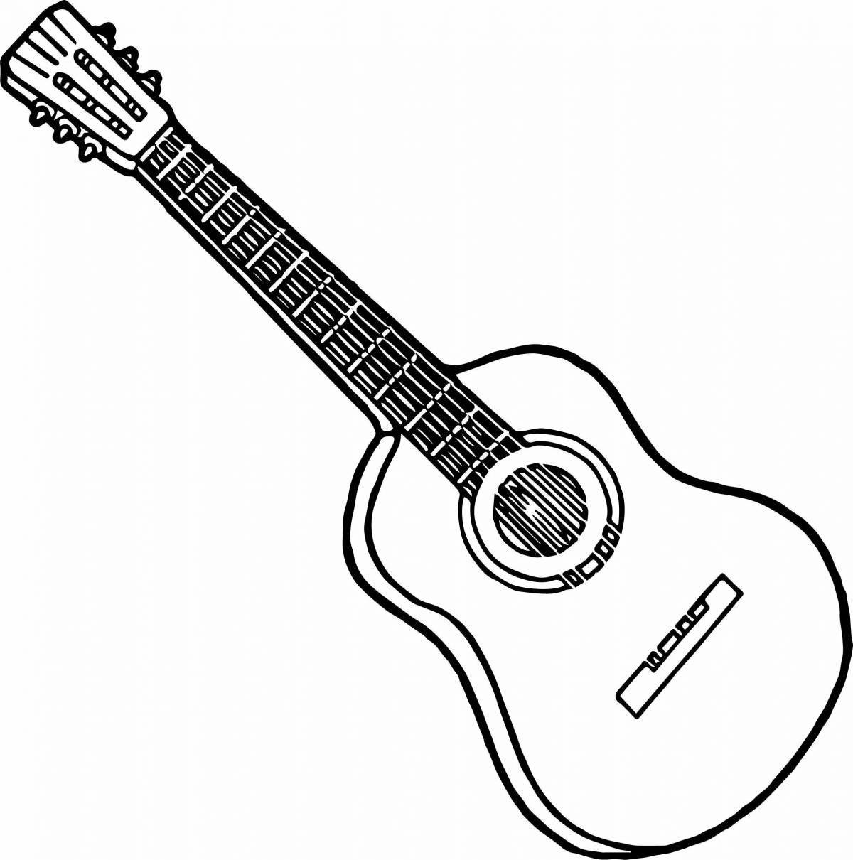 Joyful guitar coloring page