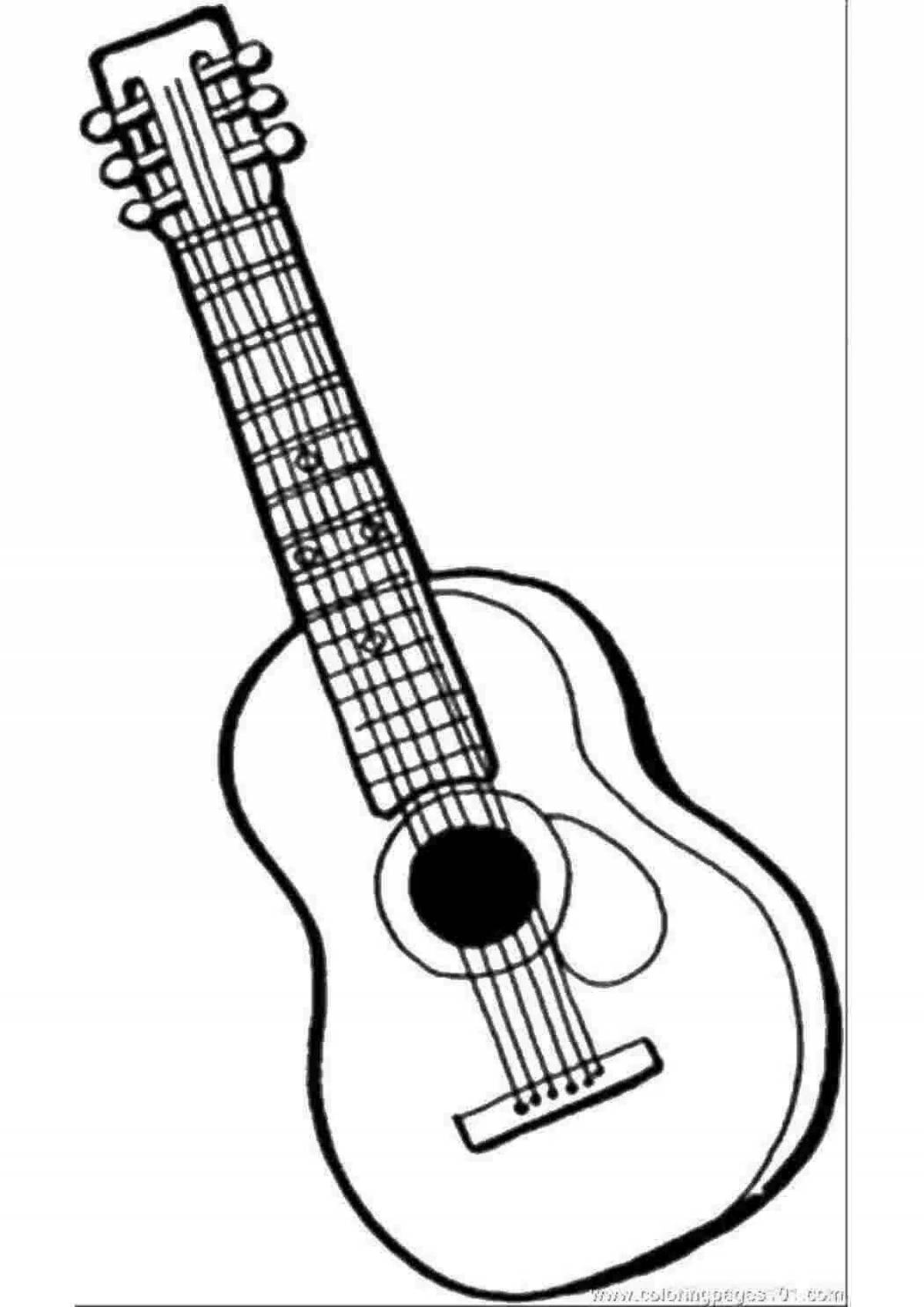 Раскраски страницу Наброски мультфильм девушка играет на гитаре. Книжка-раскраска для детей