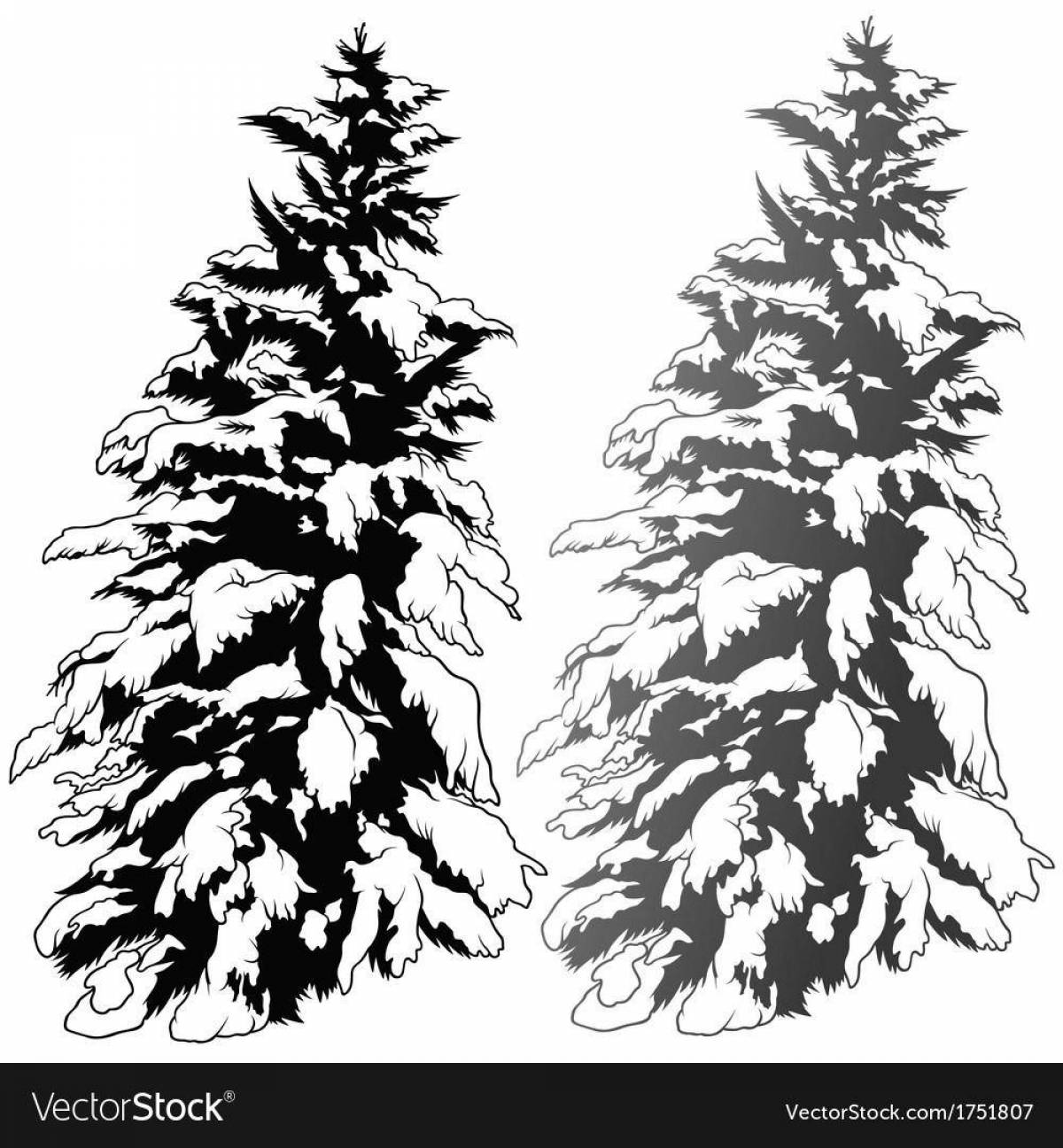 Glowing spruce forest coloring page