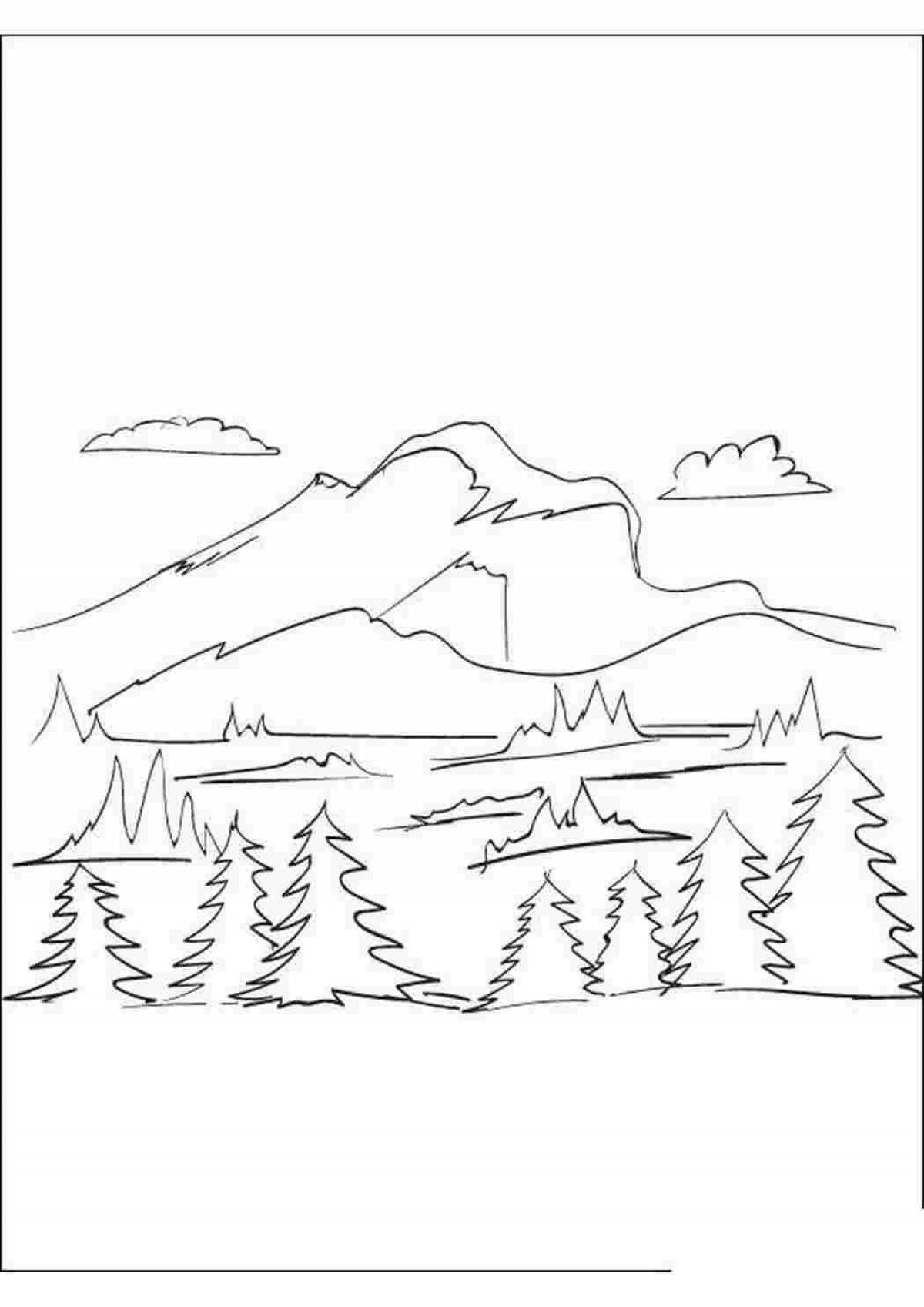 Coloring page quiet spruce forest