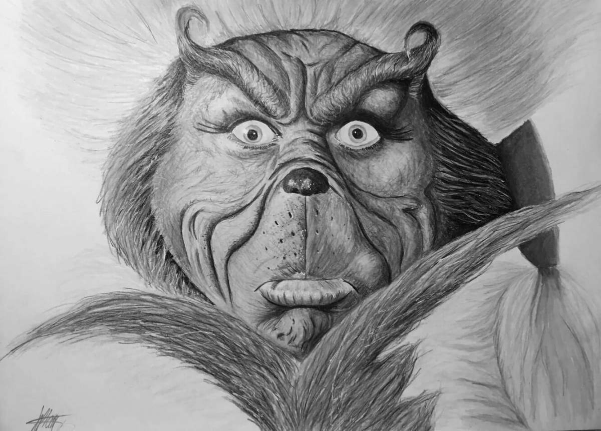 Photo Playful grinch face painting